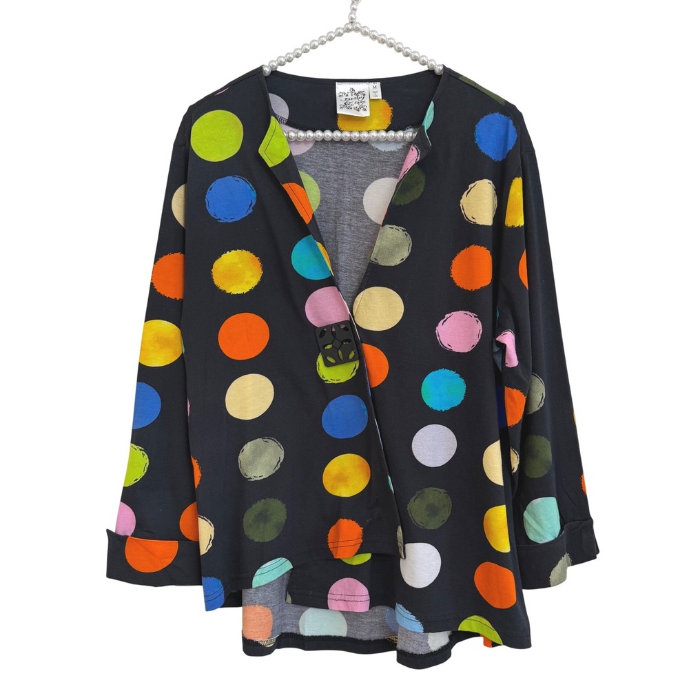 Parsley & Sage Boho  Rad Mod Funky Polka Dot Jacket Topper Black Multi Size M